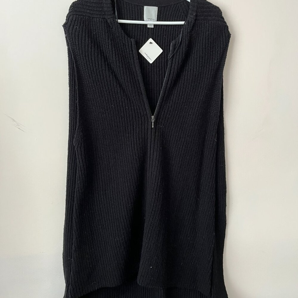 NWT halogens sweater cape black zip closure
